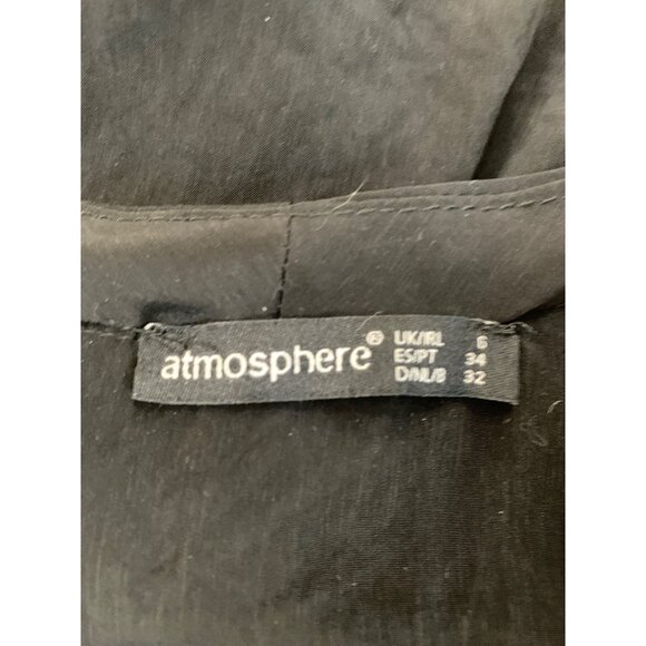 Atmosphere Black Jumpsuit Size 2 US XS Polyester V-Neck Long Sleeve RZ10400 - Picture 6 of 14